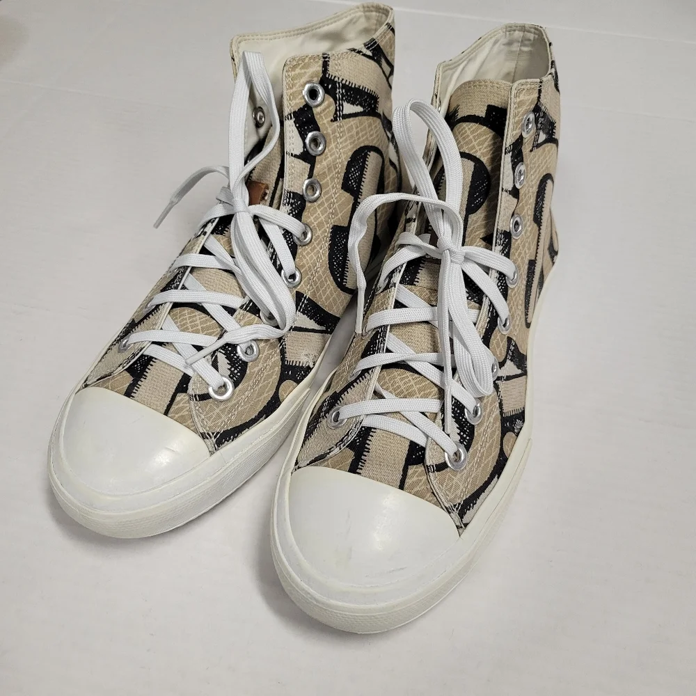 Burberry Mens Monogram-print High-top Sneakers In Neutrals Size 43 10 - Picture 2 of 13